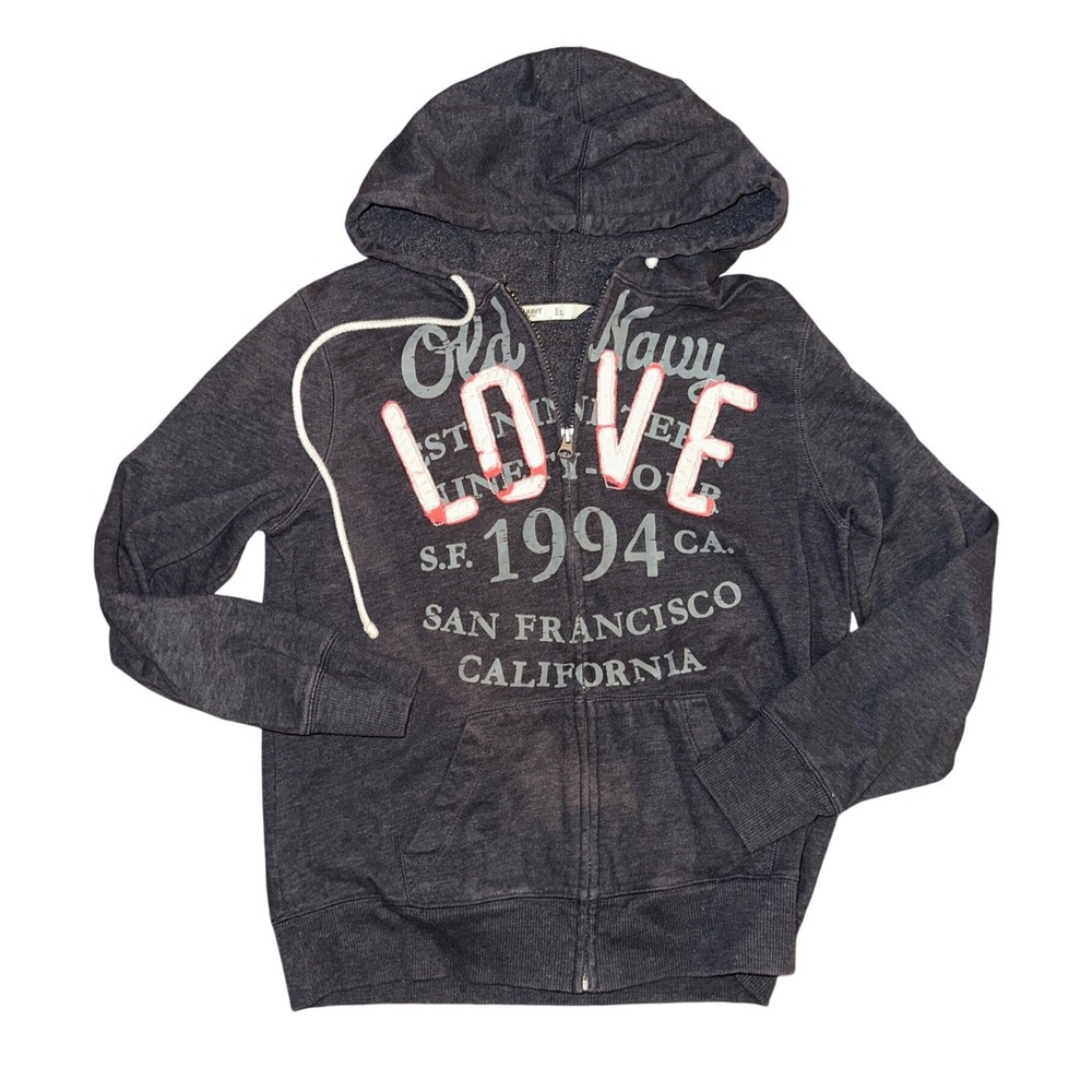 Old Navy Womens Love 1994 San Francisco Zip Up Hoodie Charcoal Gray Size L